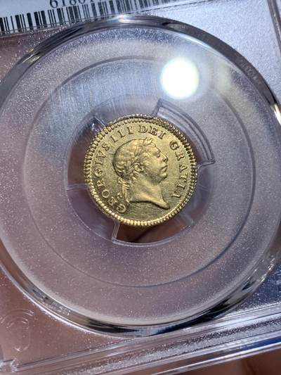 《竞宝斋》第484场 周日，周一，周二 3场连拍 （全场包邮）20级店铺 欢迎送拍 PCGS MS62 英国 1804年乔治三世1/3几尼 金币 9167金 2.8克 亚军分 稀见品种