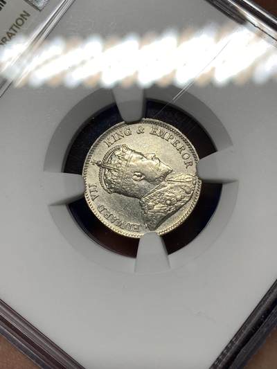 《竞宝斋》第484场 周日，周一，周二 3场连拍 （全场包邮）20级店铺 欢迎送拍 NGC AUD 香港 1904年 维多利亚 一毫 银币 人像保持不错