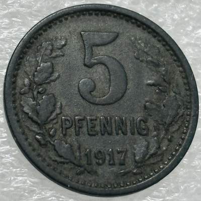 文馨钱币收藏第 302 场，国外回流老铜币，中东阿拉伯地区，拉美等国货币，30 号 1 号二连拍，长期接代拍业务，预计 4 月 4-5 号发货 少见极美品德国一战紧急状态币波恩1917年5芬尼锌币