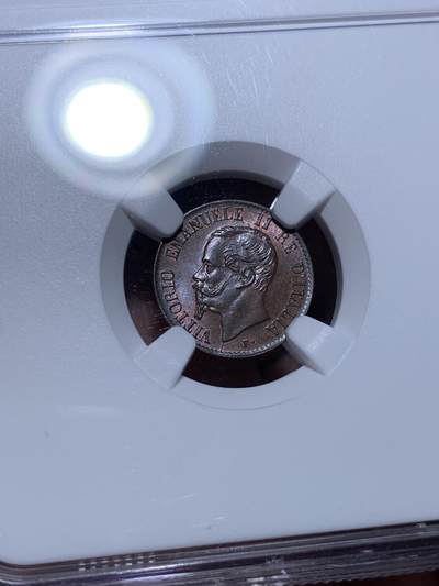 《竞宝斋》第484场 周日，周一，周二 3场连拍 （全场包邮）20级店铺 欢迎送拍 NGC MS64BN 意大利1867年1分铜币