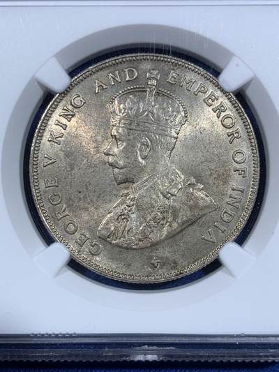 《竞宝斋》第484场 周日，周一，周二 3场连拍 （全场包邮）20级店铺 欢迎送拍 NGC MS63 海峡殖民地1920年乔五壹元大银币，高分，淡黄油彩非常漂亮，足够自藏的分数