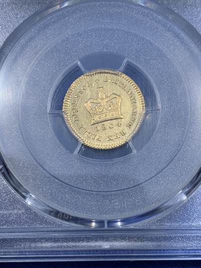 《竞宝斋》第484场 周日，周一，周二 3场连拍 （全场包邮）20级店铺 欢迎送拍 PCGS MS62 英国 1804年乔治三世1/3几尼 金币 9167金 2.8克 亚军分 稀见品种