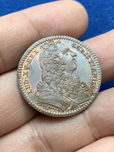 《竞宝斋》第484场 周日，周一，周二 3场连拍 （全场包邮）20级店铺 欢迎送拍 法国1789年路易十五头像铜质代币