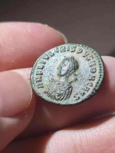 星盘世界钱币 5.2年度精品币大拍 一周年抽奖活动 少见极美品！罗马帝国-君士坦丁之子克里斯普斯 铭文：我主 弗拉维乌斯·尤利乌斯·克里斯普斯，最高贵的凯撒 背面本人（cos朱皮特）持胜利女神