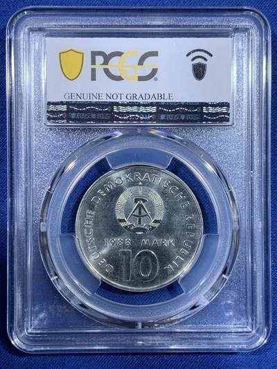 《竞宝斋》第484场 周日，周一，周二 3场连拍 （全场包邮）20级店铺 欢迎送拍 PCGS UNC 德国1988年东德体育40周年-女子跑步10马克纪念币