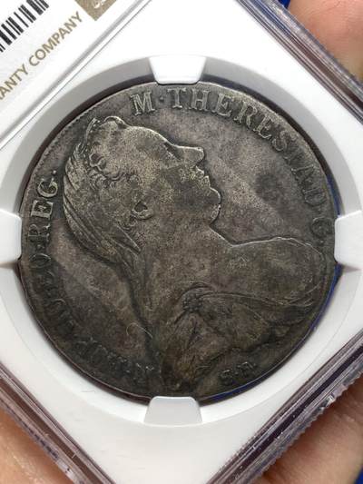 《竞宝斋》第484场 周日，周一，周二 3场连拍 （全场包邮）20级店铺 欢迎送拍 NGC VFD 奥地利1780年特蕾莎泰勒大银币后铸版