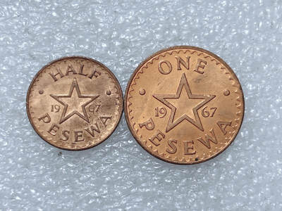 第一海外回流一元起拍收藏 散集专场  第313期 加纳1967年铜币 2枚