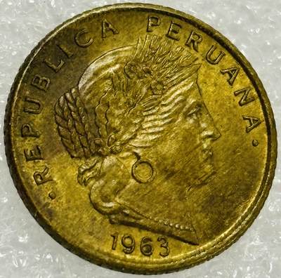 文馨钱币收藏第 302 场，国外回流老铜币，中东阿拉伯地区，拉美等国货币，30 号 1 号二连拍，长期接代拍业务，预计 4 月 4-5 号发货 1963 年秘鲁女神 5 分铜币