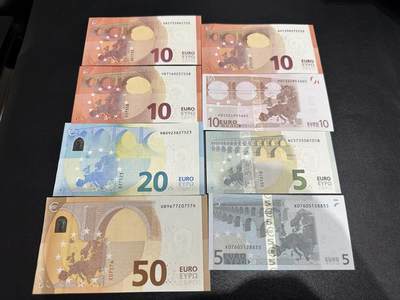 《外钞收藏家》第六百三十一期（五一假期场）（长期征集拍品、欢迎藏友们联系合作） 5-50欧元 一签、三签、四签 共8张120欧元 全新UNC