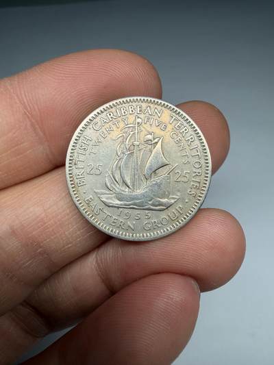 2026年集古藏今外币拍卖第四期-第4场—（总第324拍），可以寄存60天，满160元包邮。 - 1955年英属东加勒比25分