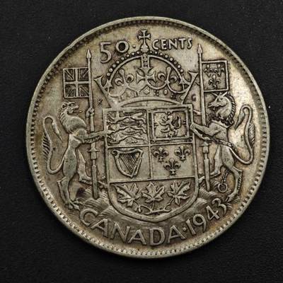 【淘币小摊】实时拍第九百零二拍   银币场    每周一统一发货 加拿大1943年乔治六世50分银币