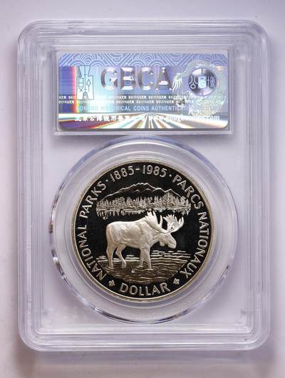 观钱 近现代机制币拍卖No.010（全场顺丰包邮，不区分偏远地区，本场5月5日开始发货）  1985 年 加拿大联邦国家公园百年 1 元精制银币，公博 PF68