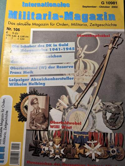 盛世勋华——号角文化勋章邮票专场拍卖第318期 德国出版 Militaria-Magazin杂志 2002年9/10月刊总第105期 58页