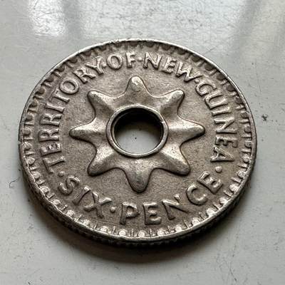 🌹外币初藏🌹🐯2026年第48场   每周二四六晚8️⃣点  大洋洲硬币专场 英属新几内亚 1943年 乔治六世 6便士铜镍币 