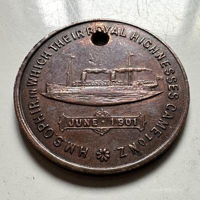 🌹外币初藏🌹🐯2026年第48场   每周二四六晚8️⃣点  大洋洲硬币专场 新西兰 1901年 奥菲尔号造访纪念章 27.5毫米