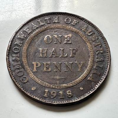 🌹外币初藏🌹🐯2026年第48场   每周二四六晚8️⃣点  大洋洲硬币专场 澳大利亚 1918年 乔治五世 半便士 较少