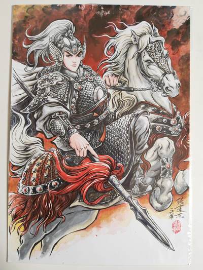 第114期阳大大卡牌拍卖第114期（持续收拍品，周五晚上九点截拍，进群福利早知道） 【原画精品】 张建东水浒 五虎赵云  手绘画尺寸：27cm*39.3cm 非常漂亮的一副作品，英武赵云收藏精品