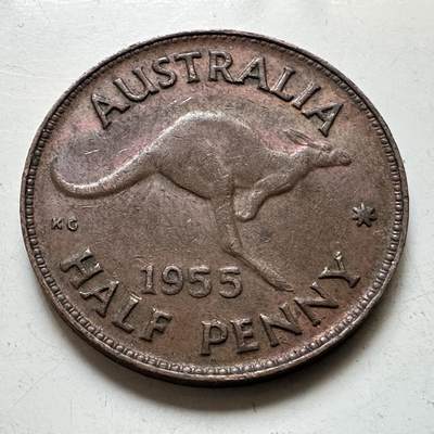 🌹外币初藏🌹🐯2026年第48场   每周二四六晚8️⃣点  大洋洲硬币专场 澳大利亚 1955年 半便士 