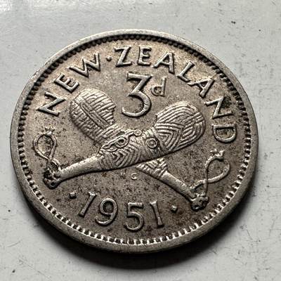 🌹外币初藏🌹🐯2026年第48场   每周二四六晚8️⃣点  大洋洲硬币专场 新西兰1951年 三便士 b