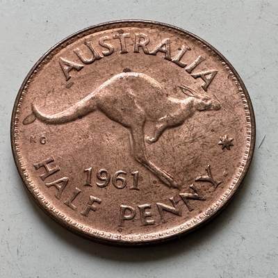 🌹外币初藏🌹🐯2026年第48场   每周二四六晚8️⃣点  大洋洲硬币专场 澳大利亚 1961年 半便士 b