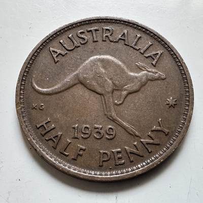 🌹外币初藏🌹🐯2026年第48场   每周二四六晚8️⃣点  大洋洲硬币专场 澳大利亚 1939年 乔治六世 半便士 袋鼠首版 发行量小