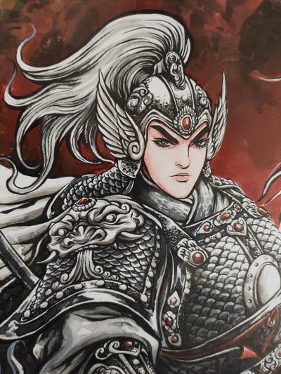 第114期阳大大卡牌拍卖第114期（持续收拍品，周五晚上九点截拍，进群福利早知道） 【原画精品】 张建东水浒 五虎赵云  手绘画尺寸：27cm*39.3cm 非常漂亮的一副作品，英武赵云收藏精品