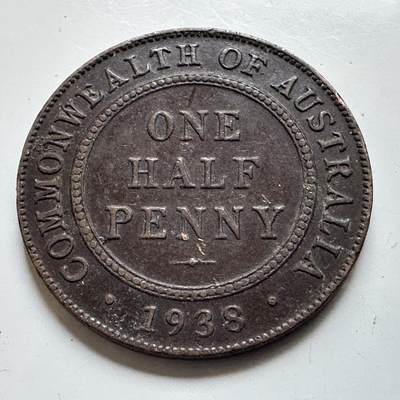 🌹外币初藏🌹🐯2026年第48场   每周二四六晚8️⃣点  大洋洲硬币专场 澳大利亚 1938年 乔治六世 半便士  文字版