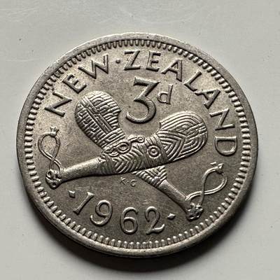 🌹外币初藏🌹🐯2026年第48场   每周二四六晚8️⃣点  大洋洲硬币专场 新西兰1962年 三便士 a
