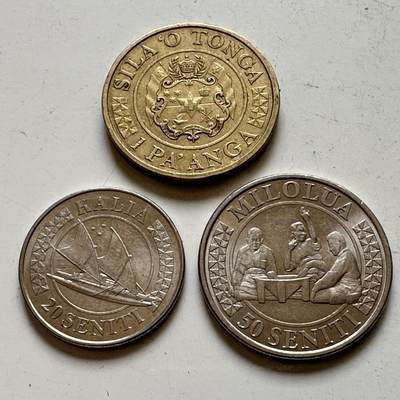 🌹外币初藏🌹🐯2026年第48场   每周二四六晚8️⃣点  大洋洲硬币专场 汤加 2015年 20分/50分/1潘加 三枚组 a