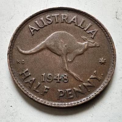 🌹外币初藏🌹🐯2026年第48场   每周二四六晚8️⃣点  大洋洲硬币专场 澳大利亚 1948年 乔治六世 半便士  a