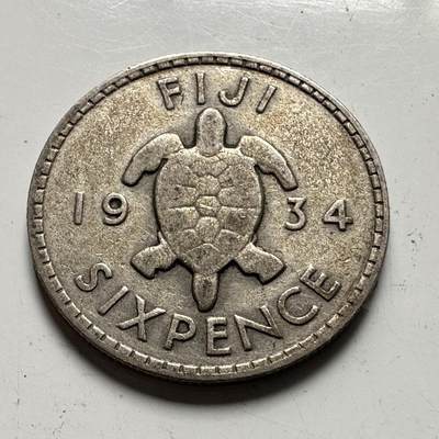 🌹外币初藏🌹🐯2026年第48场   每周二四六晚8️⃣点  大洋洲硬币专场 英属斐济 1934年 乔治五世 6便士银币 2.83克-19毫米-50%银 a