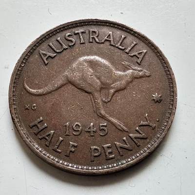 🌹外币初藏🌹🐯2026年第48场   每周二四六晚8️⃣点  大洋洲硬币专场 澳大利亚 1945年 乔治六世 半便士  b