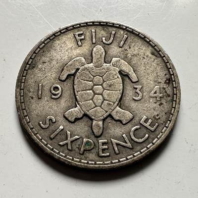 🌹外币初藏🌹🐯2026年第48场   每周二四六晚8️⃣点  大洋洲硬币专场 英属斐济 1934年 乔治五世 6便士银币 2.83克-19毫米-50%银 b