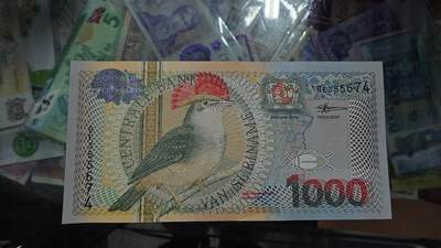 世界钱币～微拍第248期暨2026年第29期  少量老库存低价起拍 2000年苏里南1000元全新绝品尾号674