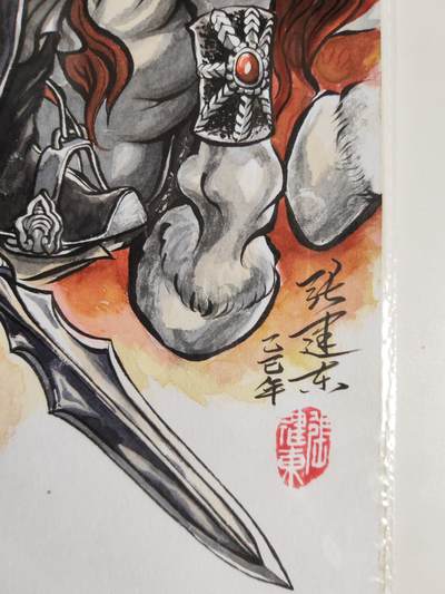 第114期阳大大卡牌拍卖第114期（持续收拍品，周五晚上九点截拍，进群福利早知道） 【原画精品】 张建东水浒 五虎赵云  手绘画尺寸：27cm*39.3cm 非常漂亮的一副作品，英武赵云收藏精品