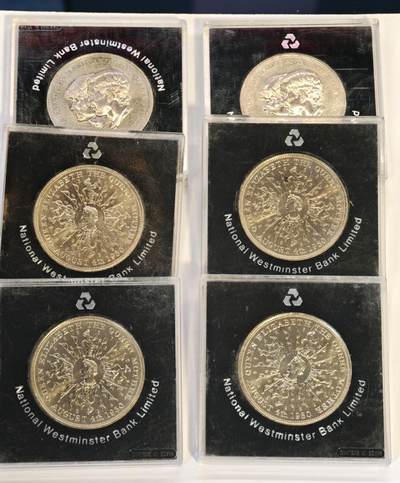 观钱 近现代机制币拍卖No.010（全场顺丰包邮，不区分偏远地区，本场5月5日开始发货）  英国王室主题纪念币一组 6 枚（含戴安娜王妃、查尔斯王子婚礼、王太后 80 诞辰等）