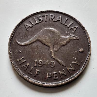🌹外币初藏🌹🐯2026年第48场   每周二四六晚8️⃣点  大洋洲硬币专场 澳大利亚 1949年 乔治六世 半便士 