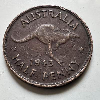 🌹外币初藏🌹🐯2026年第48场   每周二四六晚8️⃣点  大洋洲硬币专场 澳大利亚 1943年 乔治六世 半便士 a