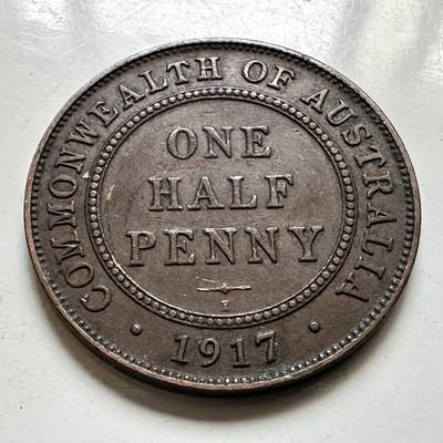 🌹外币初藏🌹🐯2026年第48场   每周二四六晚8️⃣点  大洋洲硬币专场 澳大利亚 1917年 乔治五世 半便士