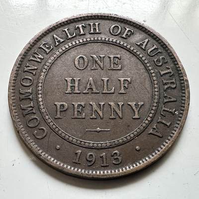 🌹外币初藏🌹🐯2026年第48场   每周二四六晚8️⃣点  大洋洲硬币专场 澳大利亚 1913年 乔治五世 半便士