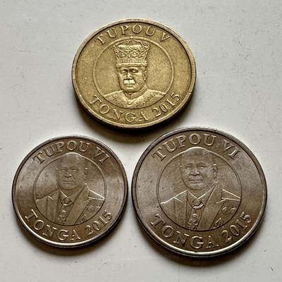 🌹外币初藏🌹🐯2026年第48场   每周二四六晚8️⃣点  大洋洲硬币专场 汤加 2015年 20分/50分/1潘加 三枚组 b