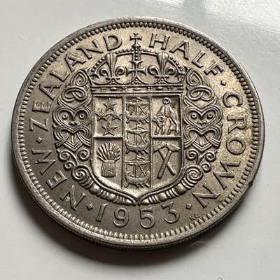 🌹外币初藏🌹🐯2026年第48场   每周二四六晚8️⃣点  大洋洲硬币专场 新西兰1953年 半克朗