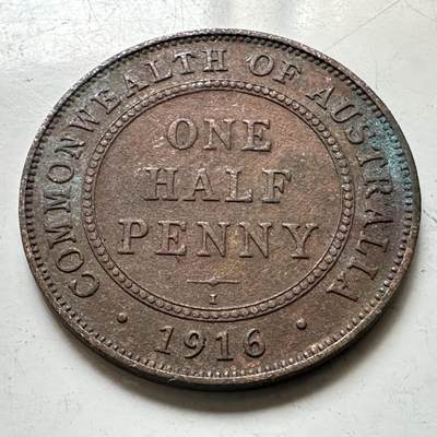 🌹外币初藏🌹🐯2026年第48场   每周二四六晚8️⃣点  大洋洲硬币专场 澳大利亚 1916年 乔治五世 半便士