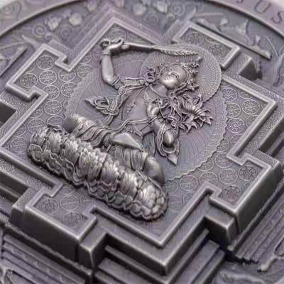 【币将精彩】世界钱币拍卖拍卖（2026-5-6） 蒙古2024年曼荼罗文殊菩萨高浮雕3盎司银币发行333枚带证书包装