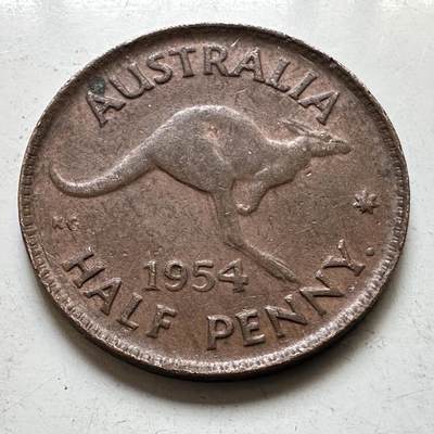 🌹外币初藏🌹🐯2026年第48场   每周二四六晚8️⃣点  大洋洲硬币专场 澳大利亚 1954年 半便士 b