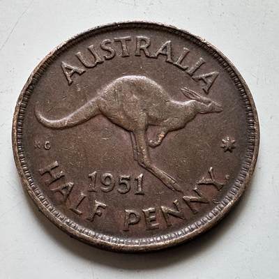 🌹外币初藏🌹🐯2026年第48场   每周二四六晚8️⃣点  大洋洲硬币专场 澳大利亚 1951年 乔治六世 半便士 a