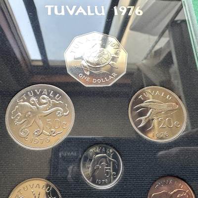 🌹外币初藏🌹🐯2026年第48场   每周二四六晚8️⃣点  大洋洲硬币专场 图瓦卢 1976年 伊丽莎白二世 精制套币（首套发行）