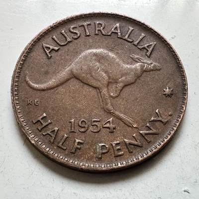 🌹外币初藏🌹🐯2026年第48场   每周二四六晚8️⃣点  大洋洲硬币专场 澳大利亚 1954年 半便士 a