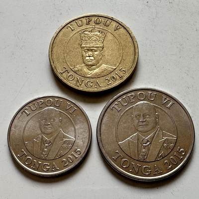 🌹外币初藏🌹🐯2026年第48场   每周二四六晚8️⃣点  大洋洲硬币专场 汤加 2015年 20分/50分/1潘加 三枚组 a