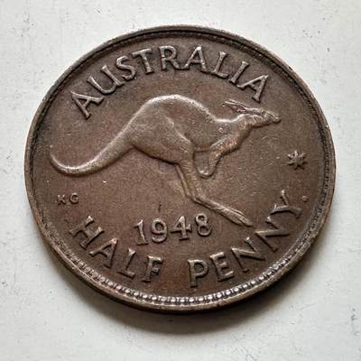 🌹外币初藏🌹🐯2026年第48场   每周二四六晚8️⃣点  大洋洲硬币专场 澳大利亚 1948年 乔治六世 半便士  b